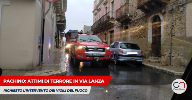 Pachino: attimi di terrore in via Lanza, richiesto l’intervento dei Vigili del Fuoco